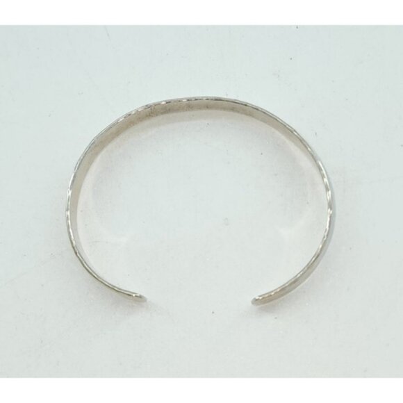 Vintage Parker Sterling Silver Cuff Bangle Bracelet Hammered Finish - Picture 4 of 8